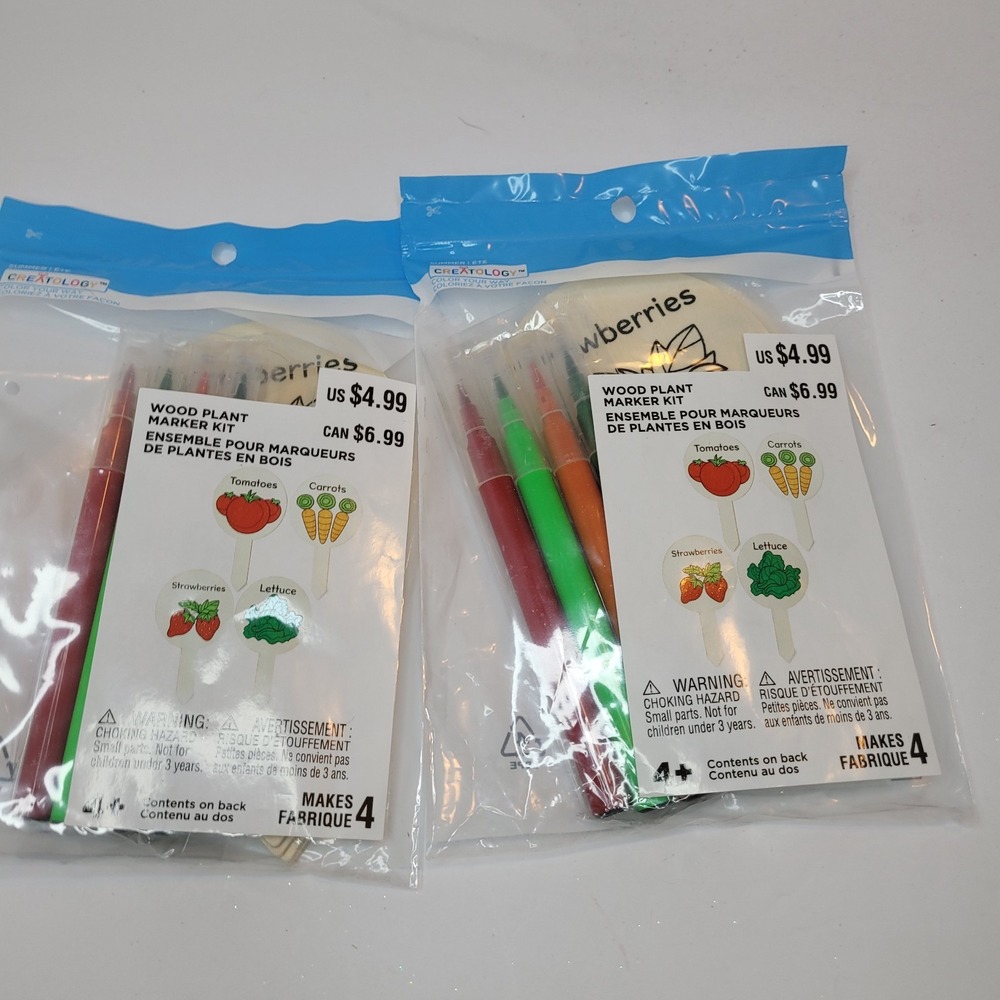 Lot of 2 Kits Creatology Wood Garden Plant Marker Kit Makes‎ 12 Markers Ages 4+